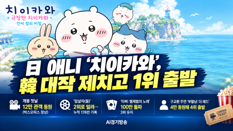日 애니 '치이카와', 韓 영화 제치고 1위 출발