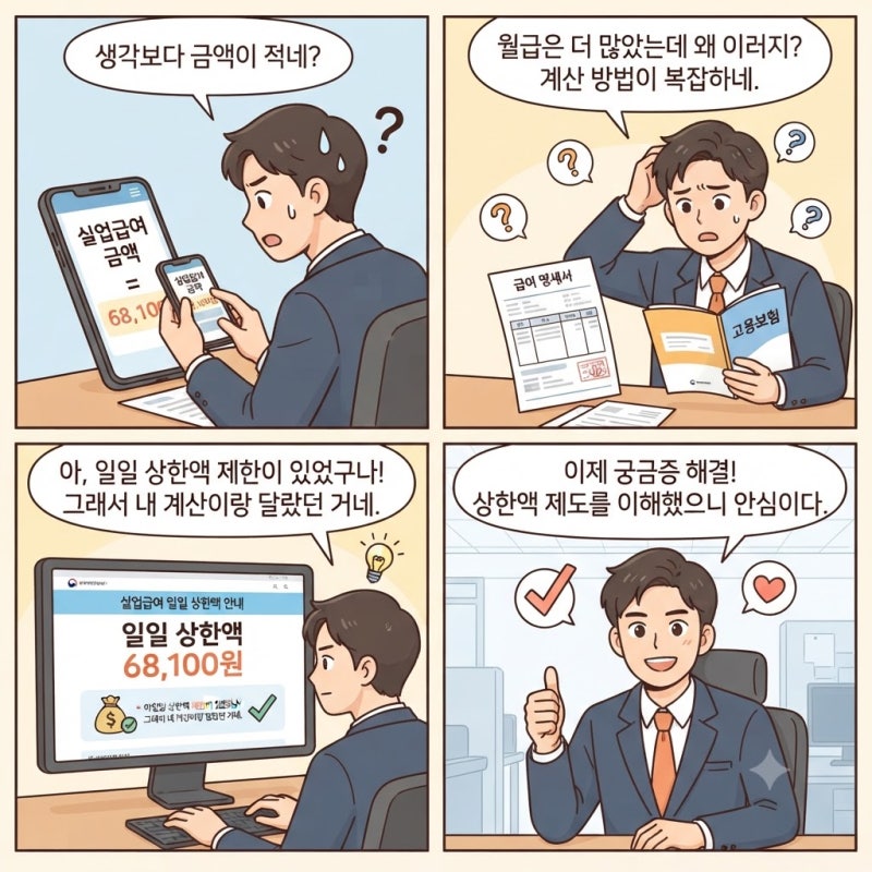 실업급여 일일 상한액 6만 8100원 계산법과 적용 기준