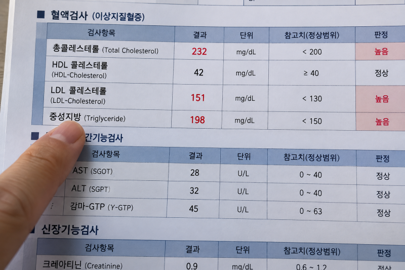 [건강 상식] 건강검진 LDL 콜레스테롤 130 넘었다면? 나쁜 콜레스테롤 낮추는 식단과 스타틴 복....