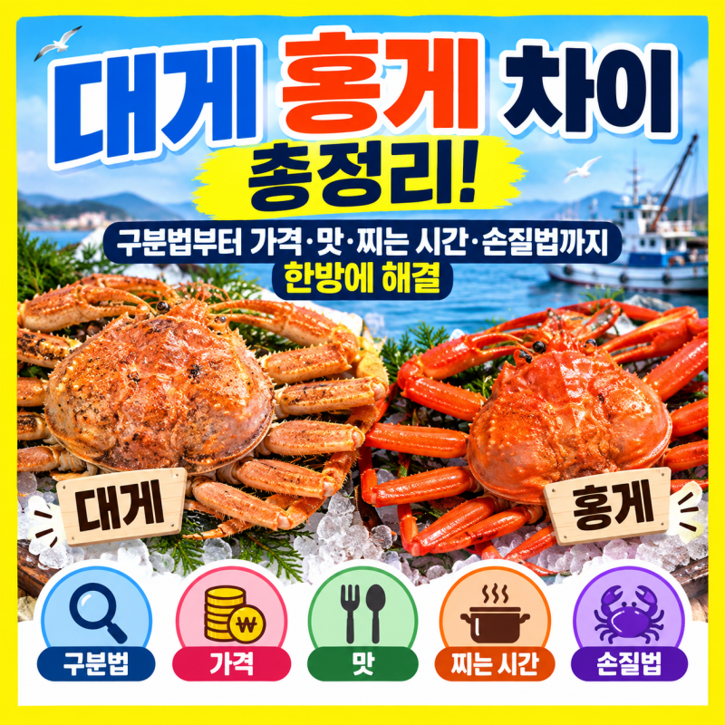 대게 홍게 차이 총정리! 구분법부터 가격·맛·찌는 시간·손질법까지 한방에 해결