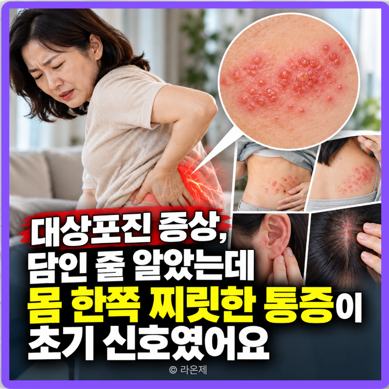 대상포진 증상, 담인 줄 알았는데 몸 한쪽 찌릿한 통증이 초기 신호였어요