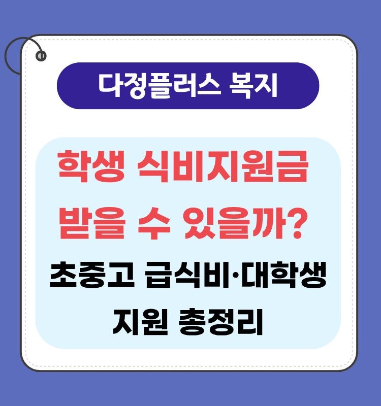2026 학생 식비지원금 총정리｜초중고 급식비·교육비 지원부터 대학생 천원의 아침밥까지