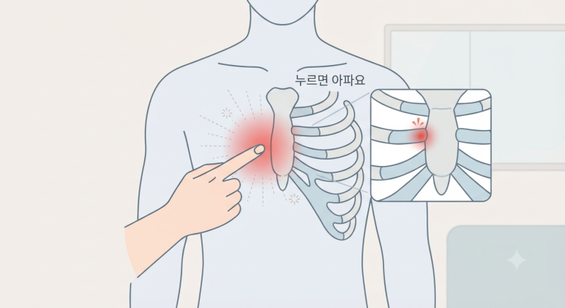 “가슴 가운데를 누르면 콕 아파요”… 늑연골염, 심장 통증과 구별하는 법과 관리법