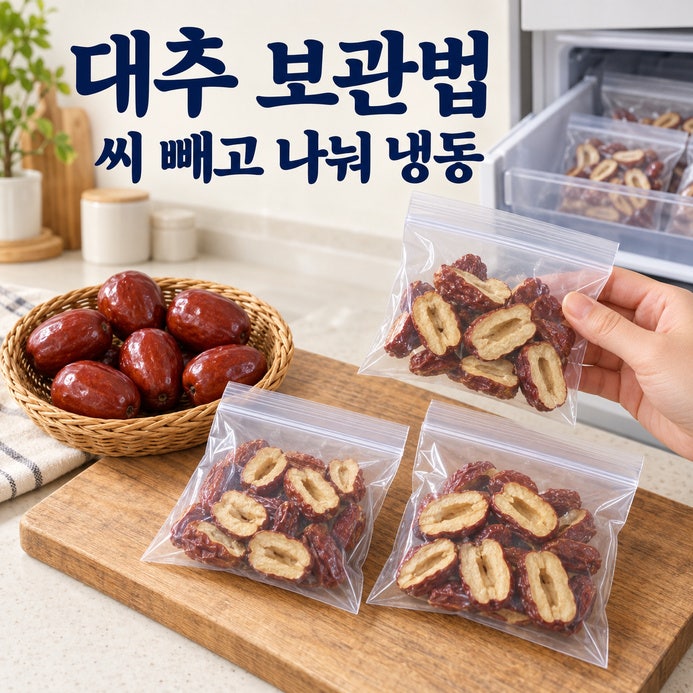 대추 보관법, 생대추는 빨리 먹고 오래 둘 대추는 씨 빼고 나눠 밀봉해 냉동