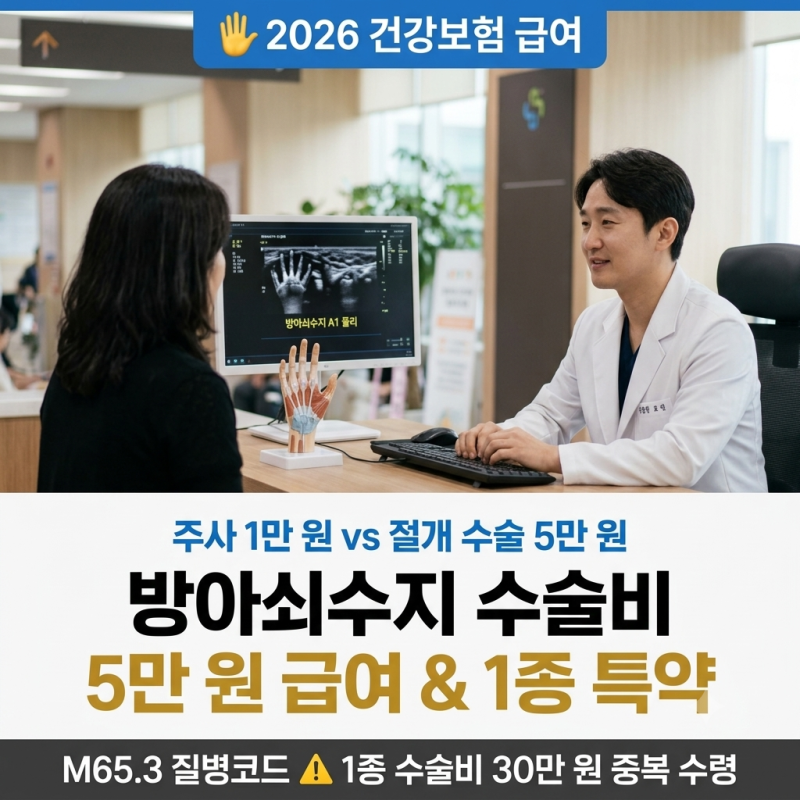 [2026] 방아쇠수지 수술비와 주사 가격: 건초절개술 5만 원 급여 기준과 질병 1종 수술특약 30만....