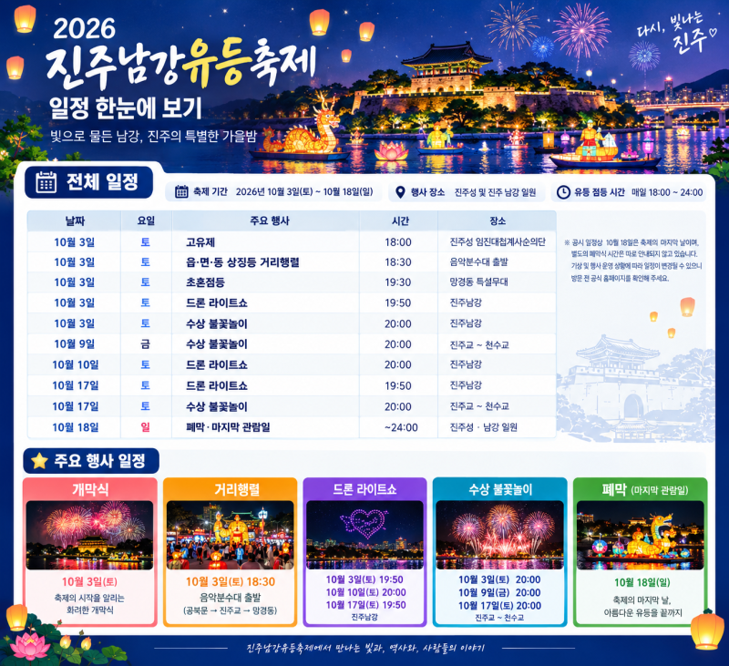 2026 진주남강유등축제 일정과 볼거리 총 정리