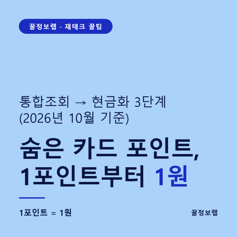 카드 포인트 통합조회 현금화 방법, 1포인트부터 1원씩 받는 순서