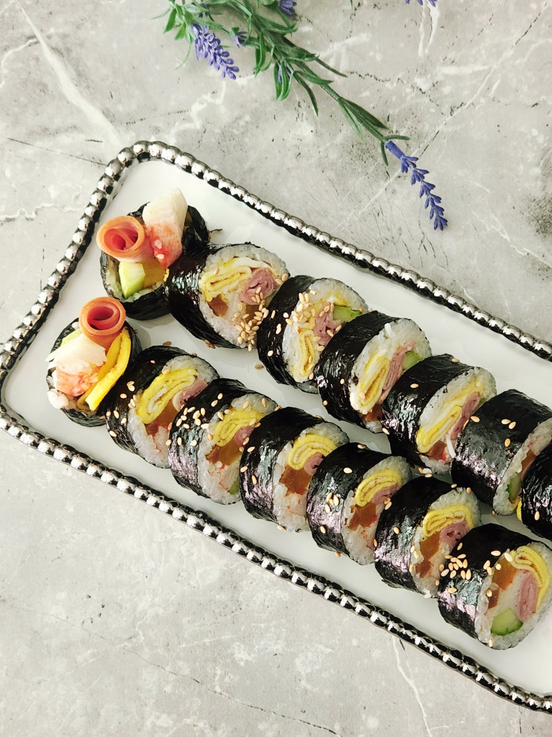 10분 소풍 도시락! 기본 김밥 레시피 간단하게 만들기 양념 재료