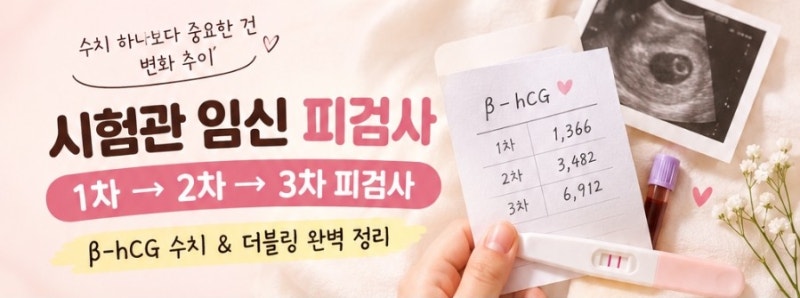 시험관 1차 피검사 hCG 몇이면 임신일까? 2차·3차 피검사와 더블링까지