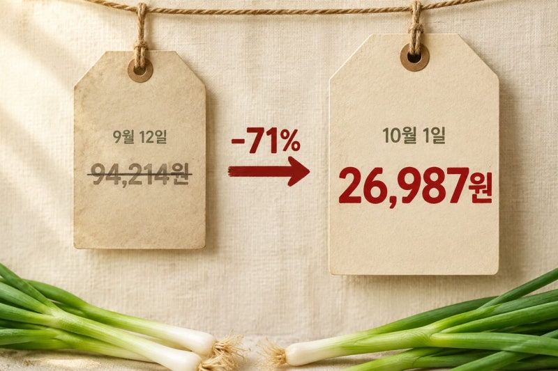 쪽파 가격 3주 새 71% 내렸습니다, 10kg 26,987원