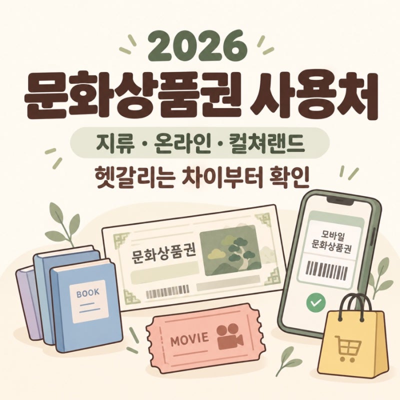 2026 문화상품권 사용처 총정리｜지류·온라인·컬쳐랜드 차이와 사용법