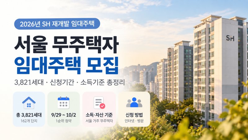 SH 재개발 임대주택 3,821세대 모집, 서울 무주택자 신청조건은?