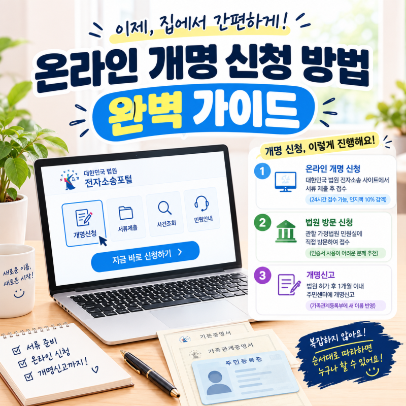 온라인 개명 신청 방법 완벽 가이드, 전자소송으로 집에서 접수하는 방법 총 정리!!
