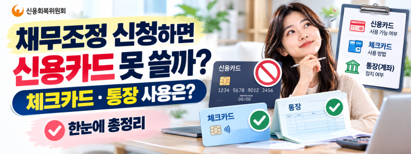 채무조정 신청하면 신용카드 사용할 수 있을까? 체크카드·통장 사용까지 총정리