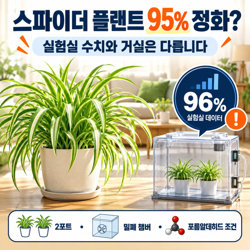 스파이더 플랜트 식물 공기정화 95%된다고? 팩트체크, 공기청정기 비교
