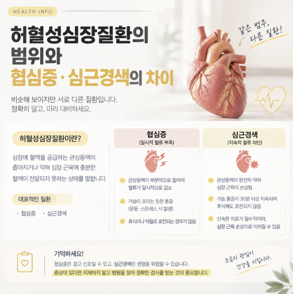 허혈성심장질환이란? 협심증과 심근경색의 차이