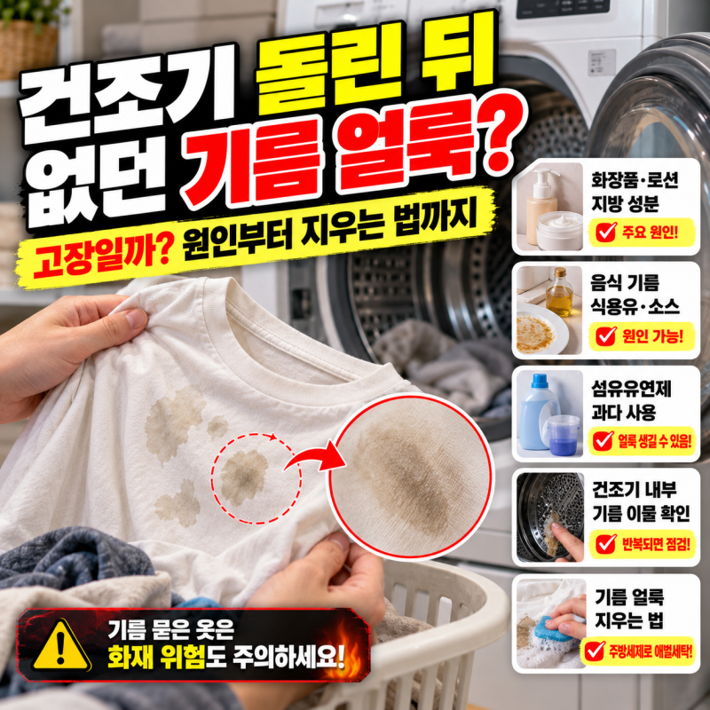 건조기 돌린 뒤 없던 기름 얼룩, 건조기 고장일까? 원인부터 지우는 법까지