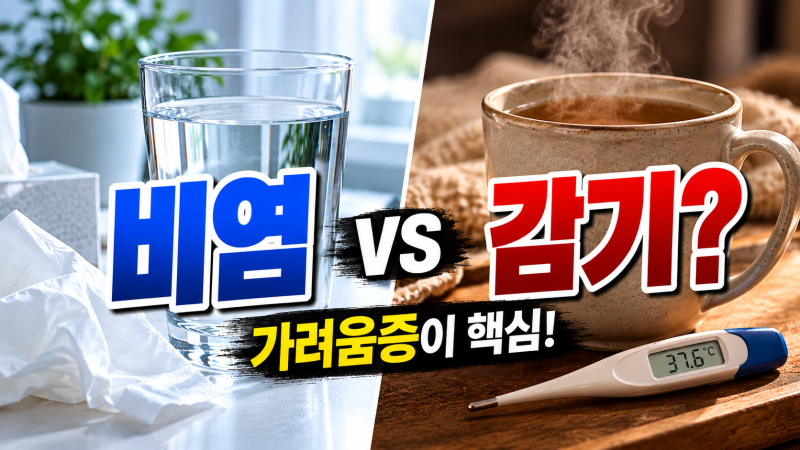 직접 비교해 보니 확연하네... 환절기 비염과 감기 증상 구별법, 가려움증 유무가 결정적 단....