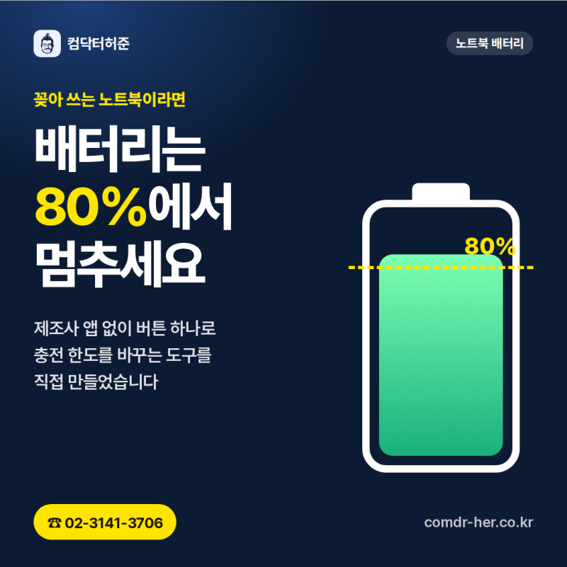 노트북 배터리 80% 충전 제한, 제조사 앱 없이 버튼 하나로 | LG그램·ASUS·레노버·델·HP | 상암....
