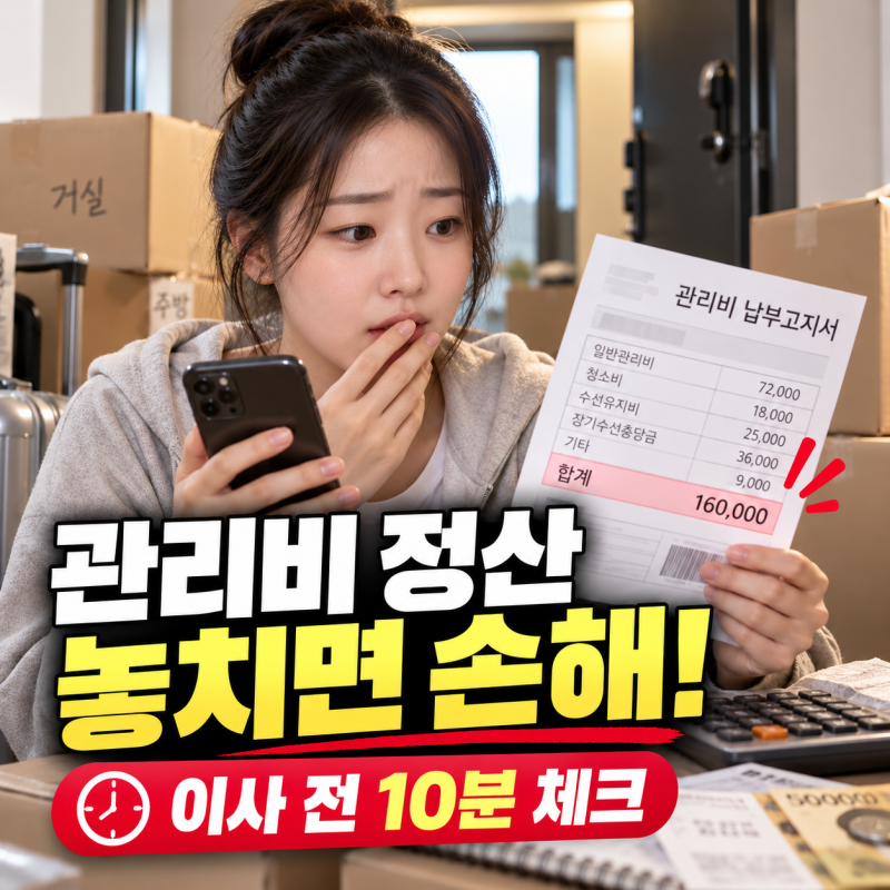 이사할 때 관리비 정산, 이것 놓치면 돈 더 냅니다. 10분만 챙겨보세요