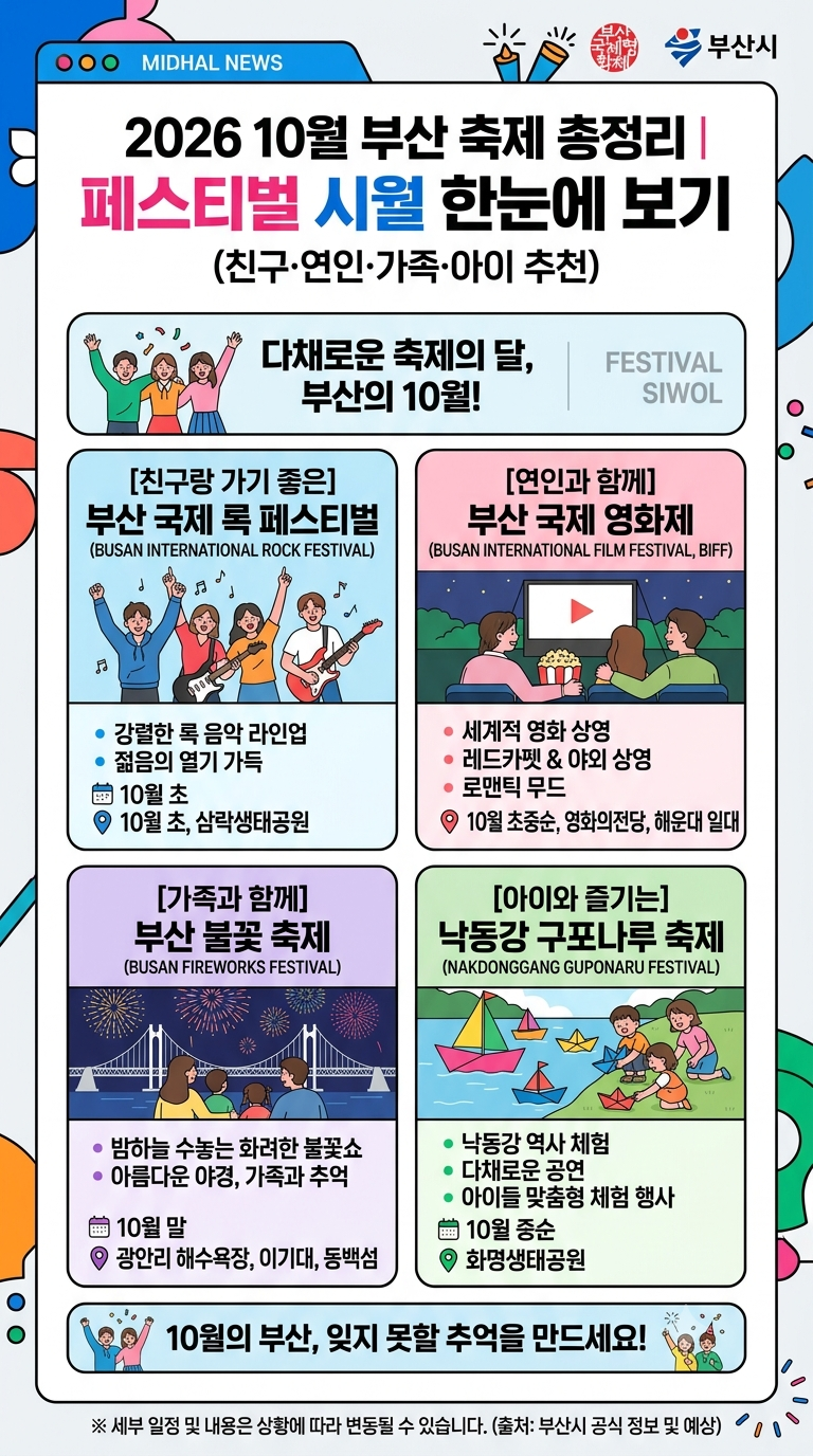 Complete Guide to Busan's October 2026 Festivals | A Quick Look at October Events (Recommended for Friends, Couples, Families, and Kids)