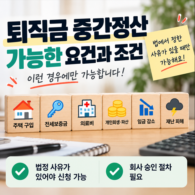 퇴직금 중간정산 가능한 사유는? 신청조건부터 필요서류까지 쉽게 정리