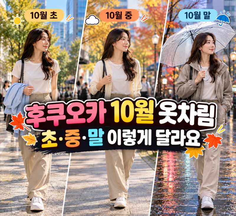 후쿠오카 10월 여행, 반팔 챙겨도 될까? 시기별 옷차림 정리