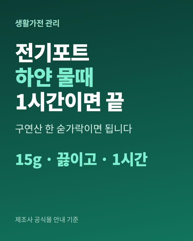 전기포트 물때 제거, 구연산 한 숟가락이면 됩니다