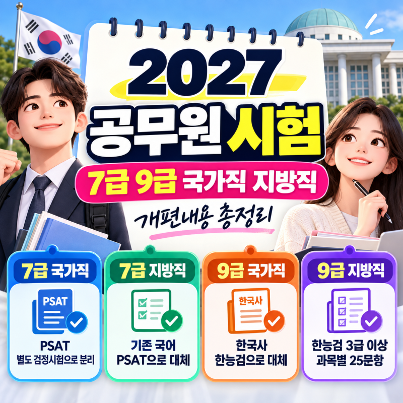 2027 공무원 시험 7급 9급 국가직 지방직 개편 내용 총정리