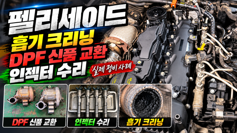 팰리세이드 2.2 디젤 P2003 DPF 효율 저하 정비 흡기 크리닝 · DPF 신품 교환 · 인젝터 수리 실제 ....