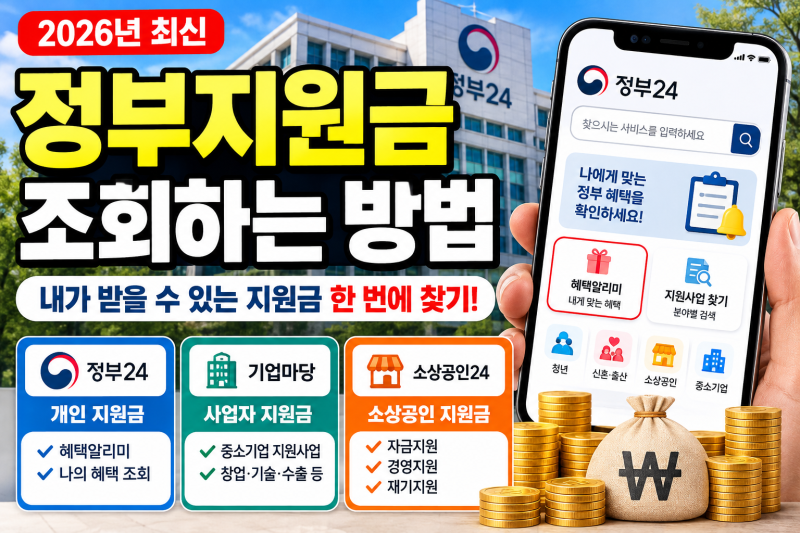 2026 정부지원금 조회하는 방법｜내가 받을 수 있는 지원금 한 번에 찾기