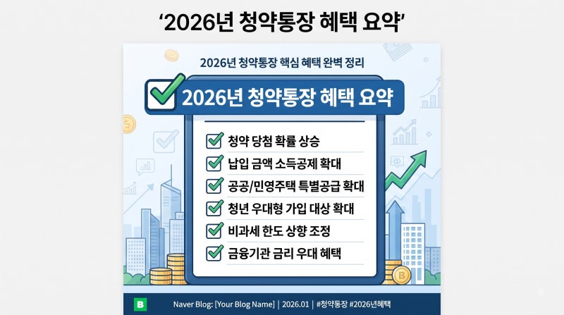 청약통장 종류 및 가입방법 2026년 최신 금리 3.1% 혜택 정리