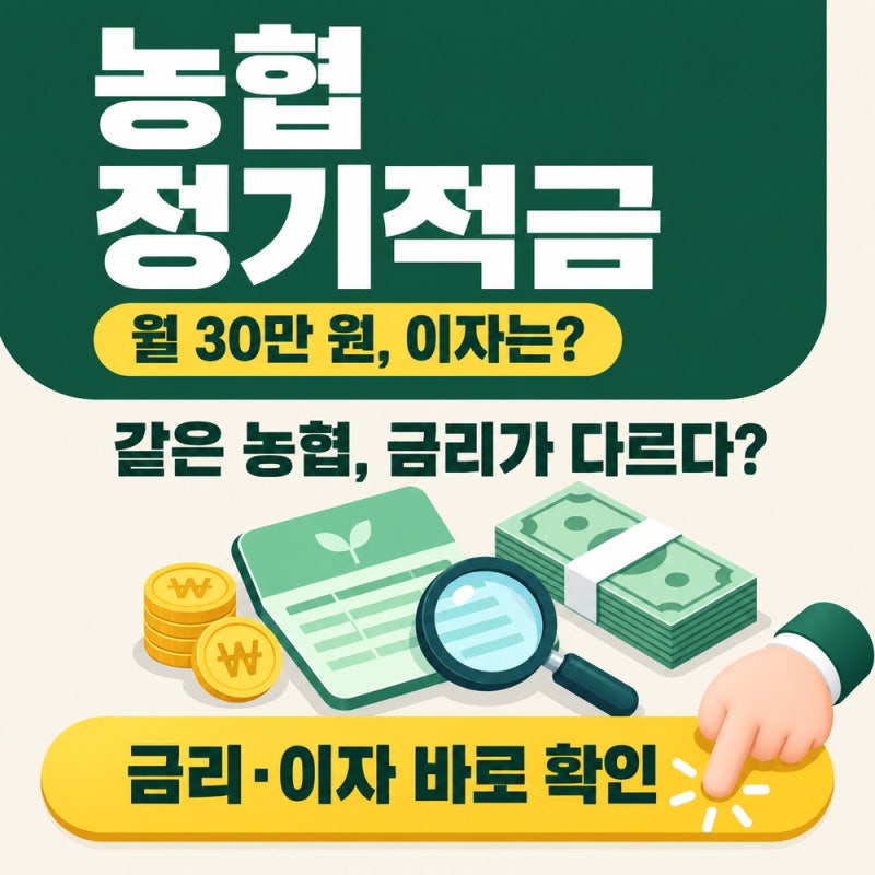 농협 정기적금, 같은 금리인 줄 알았다면? 월 30만 원 넣기 전 꼭 볼 3가지