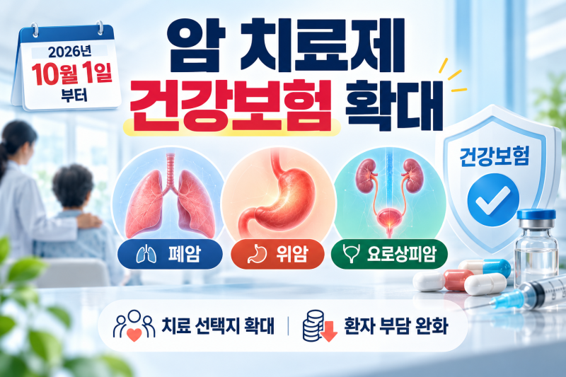 10월 1일부터 암 치료제 건강보험 확대｜폐암·위암·요로상피암 어떤 약이 적용되나?