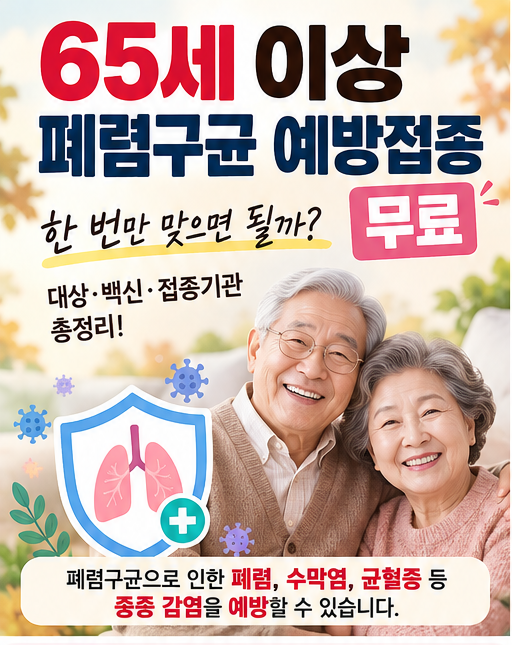 65세 이상 폐렴구균 예방접종 무료한 번만 맞으면 될까? (대상·백신·접종기관 총정리)