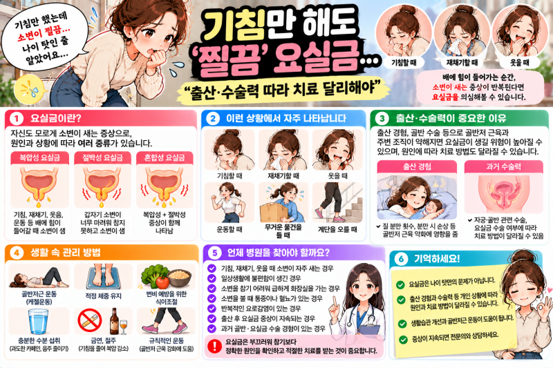 기침할 때마다 소변 ‘찔끔’…나이 탓인 줄 알았는데 ‘이 요실금’일 수 있습니다!