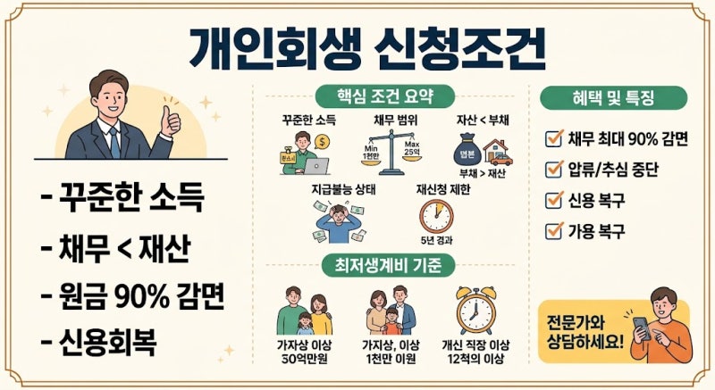 빚 탕감 최대 90%? 나도 대상일까: 개인회생 자격조건 한눈에 보기