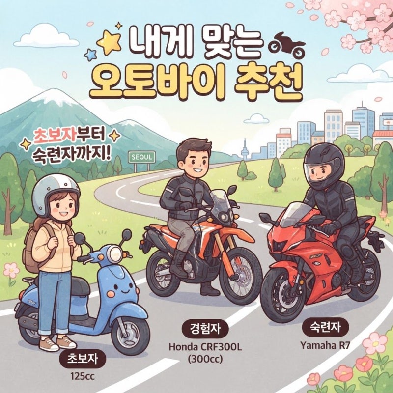 초보자 오토바이 추천! 125cc부터 1000cc까지 배기량별 바이크 고르는 법