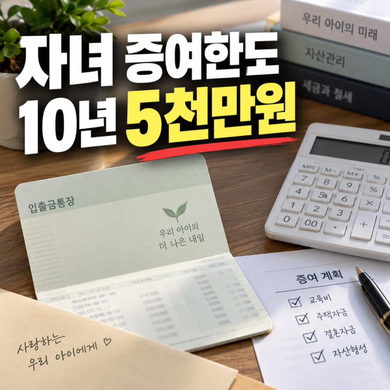 자녀 증여한도 10년 5천만원 미성년 2천만원, 증여세 면제한도 총정리와 신고 방법