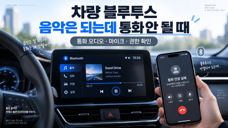 차량 블루투스 음악은 되는데 통화 안 될 때｜전화 오디오·권한·재연결 확인