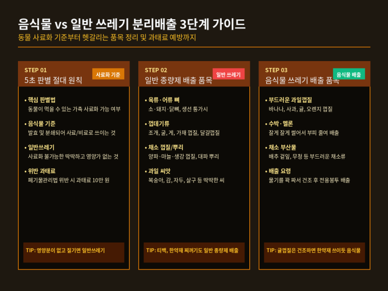 헷갈리는 음식물 쓰레기 vs 일반 쓰레기 구별법! 과태료 10만 원 피하는 5초 기준