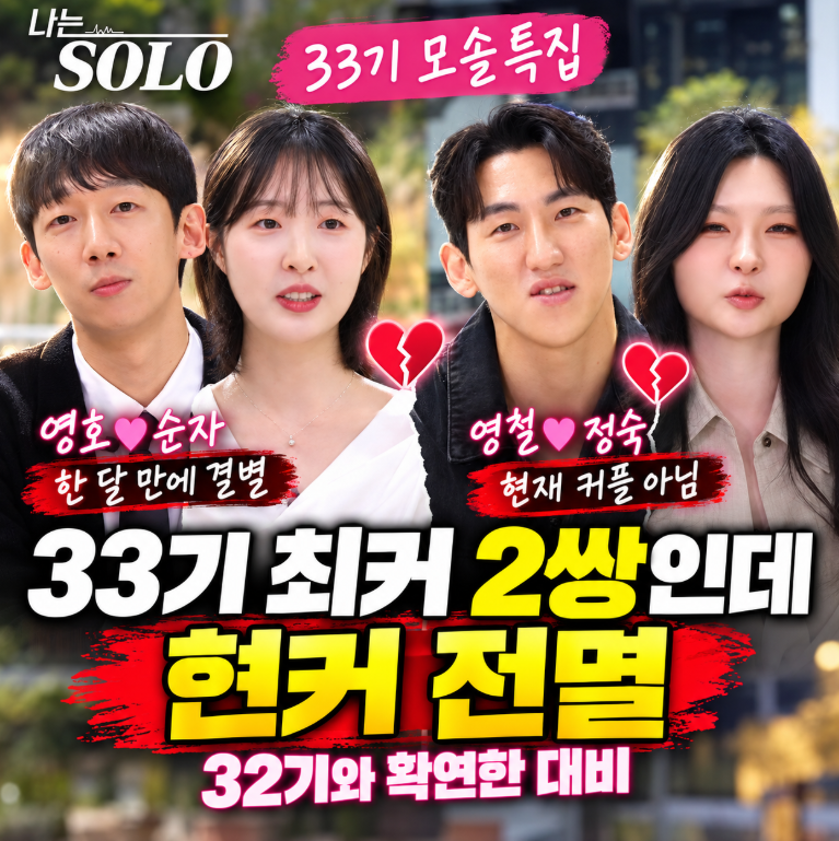 나는 솔로 33기 반전 결말, 최커 2쌍인데 현커 0쌍…한 달 만에 모두 끝났다