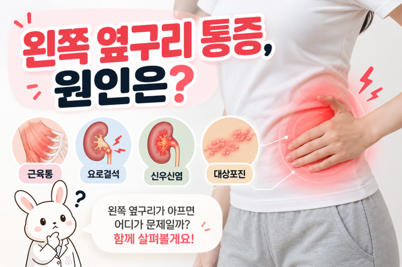 왼쪽 옆구리 통증 원인은? 근육통부터 요로결석·대상포진까지