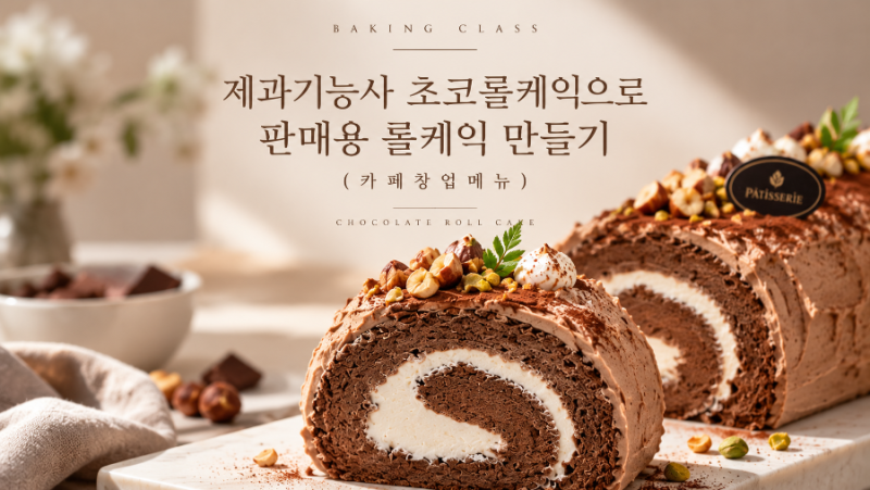 제과기능사 초코롤케익으로 판매용 롤케익 만들기｜카페창업메뉴 응용 레시피