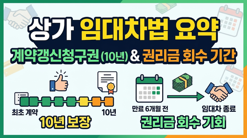 상가 임대차보호법 요약: 10년 계약갱신청구권과 권리금 회수 기간 완벽 정리