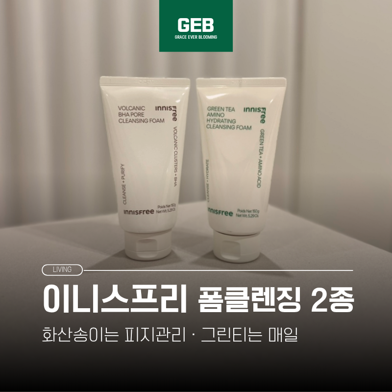 이니스프리 폼클렌징 2종 후기 | 그린티 데일리·화산송이 피지관리용