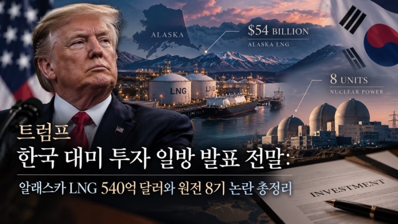트럼프 한국 대미 투자 일방 발표 전말: 알래스카 LNG 540억 달러와 원전 8기 논란 총정리