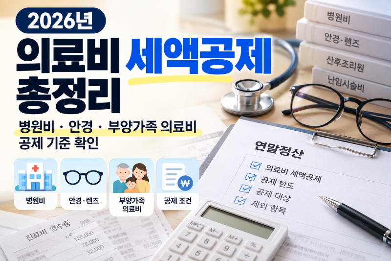 2026년 의료비 세액공제 조건 총정리｜병원비·안경·부양가족 의료비 공제 기준