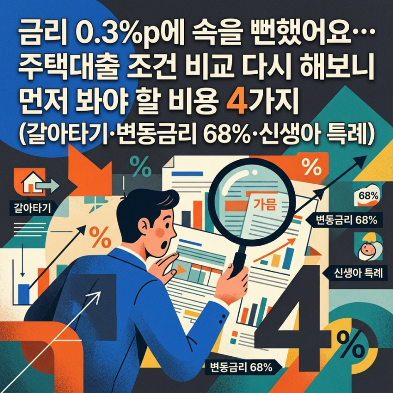 금리 0.3%p에 속을 뻔했어요… 주택대출 조건 비교 다시 해보니 먼저 봐야 할 비용 4가지 (갈아....