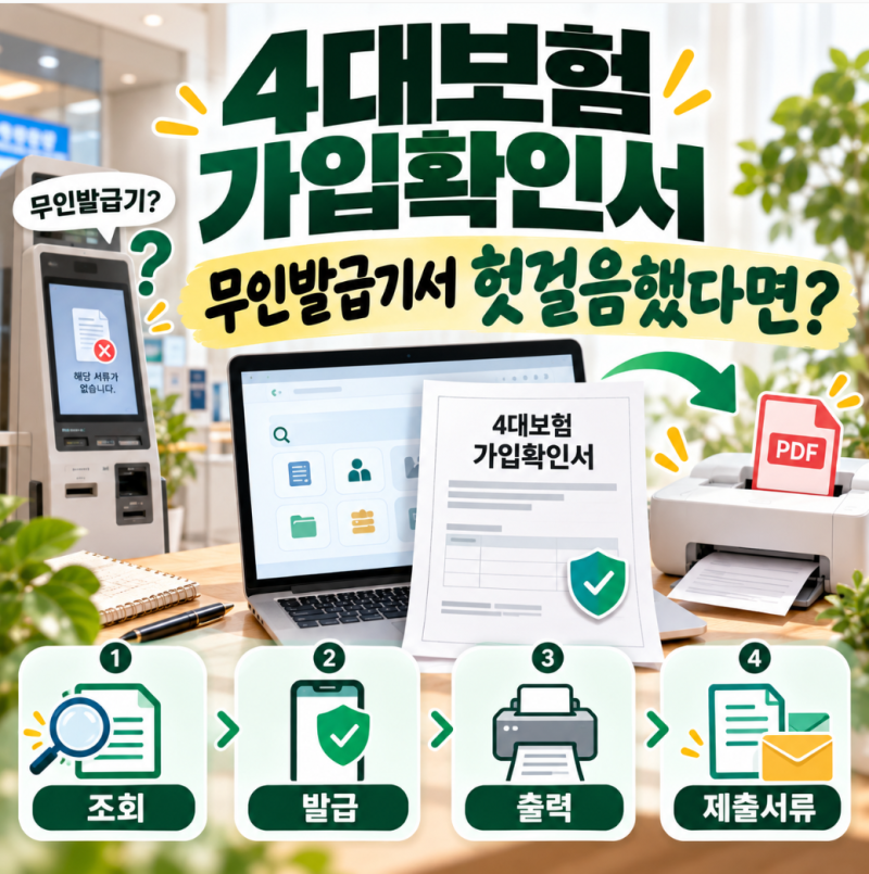 4대보험 가입확인서 무인발급기서 헛걸음했다면, 정부24 조회·발급 총정리